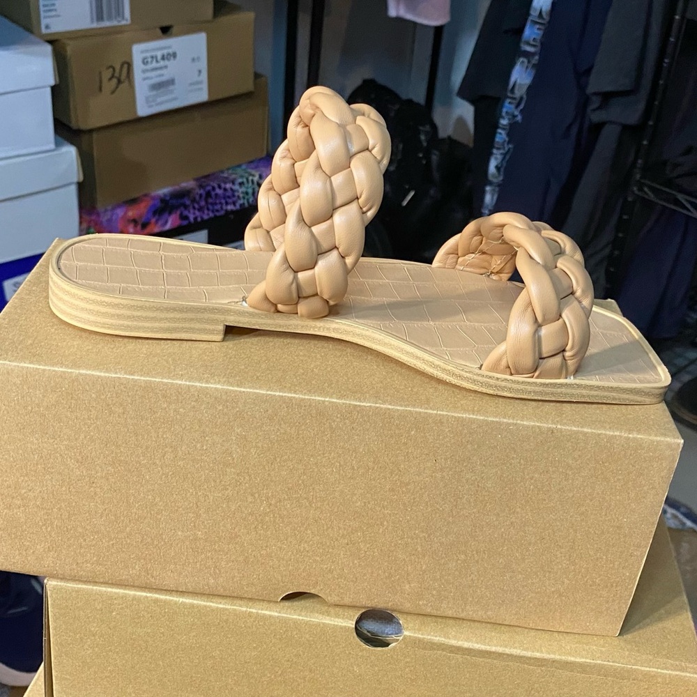 Elegant Tan Braided Sandals